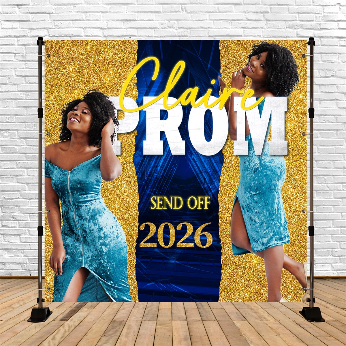 Custom Graduation Backdrop Shiny Gold Sequin Party Graduation Backdrop TWW5-32