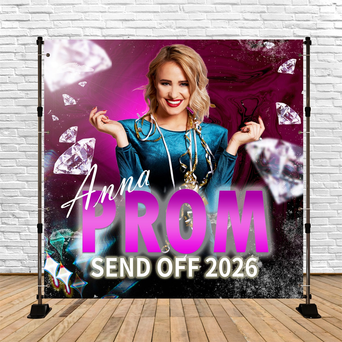 Prom Backdrops Radiant Diamonds Shine Customized Party Graduation Backdrop TWW5-40