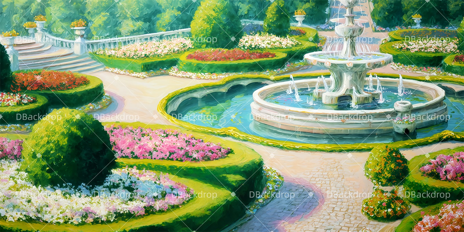 Movie Theater Backdrop Castle Garden Stage Backdrop TWW510-T50