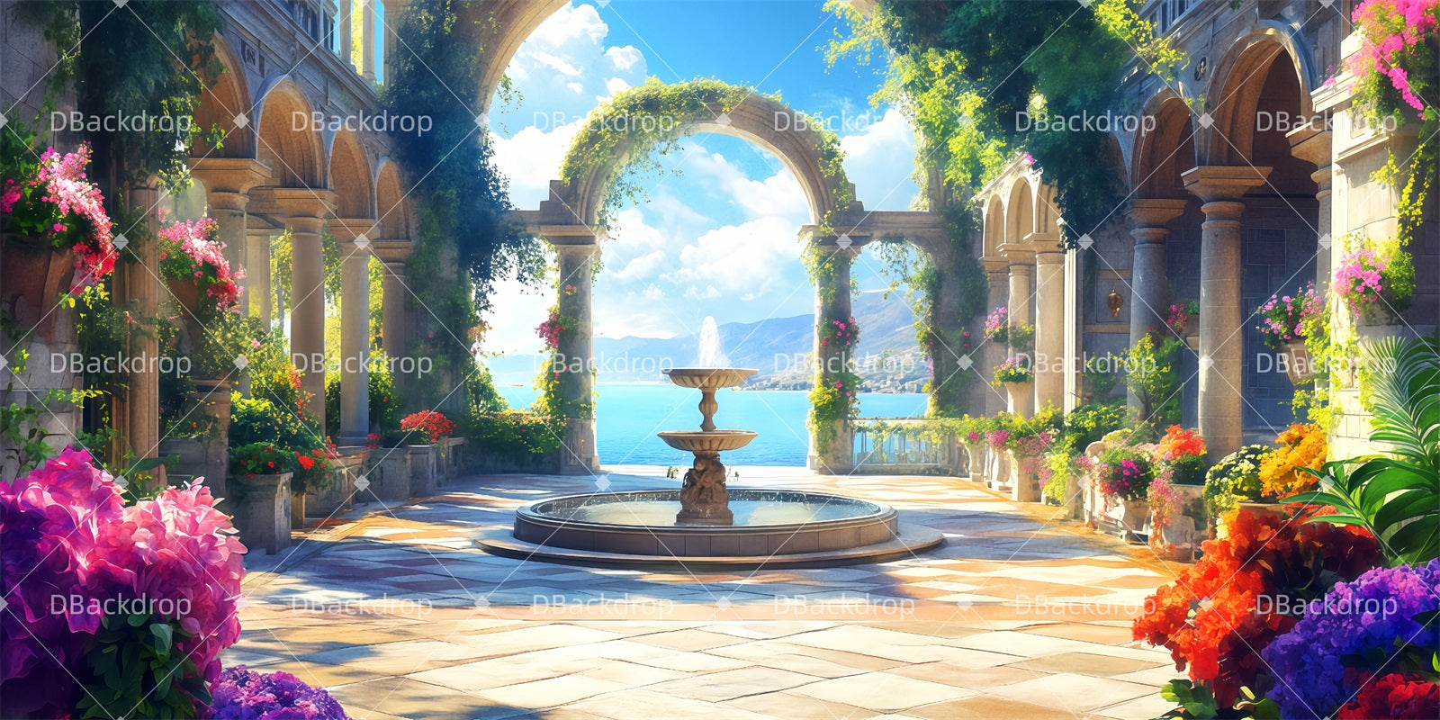 Scenic Backdrops Human Palace Courtyard Performance Backdrops TWW511-T110