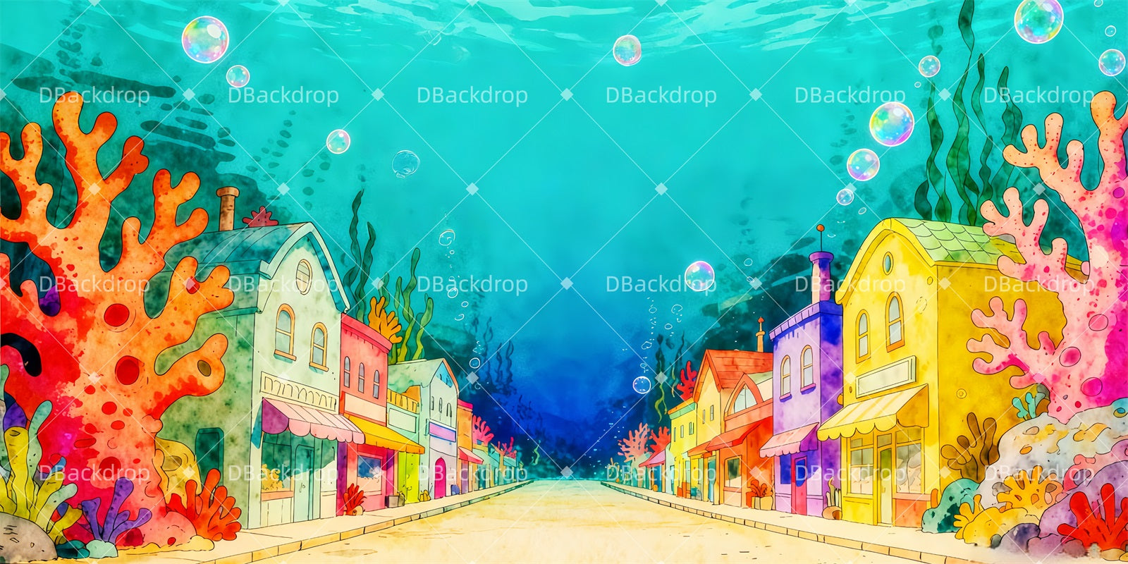 School Play Backdrop Bikini Bottom Performance Backdrops TWW511-T125