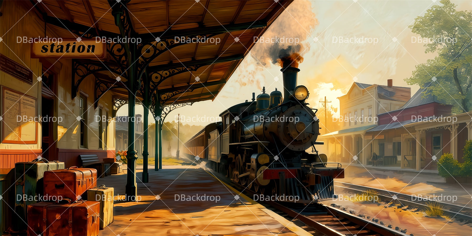 Movie Theater Backdrop Train Station Large Stage Backdrops TWW511-T12