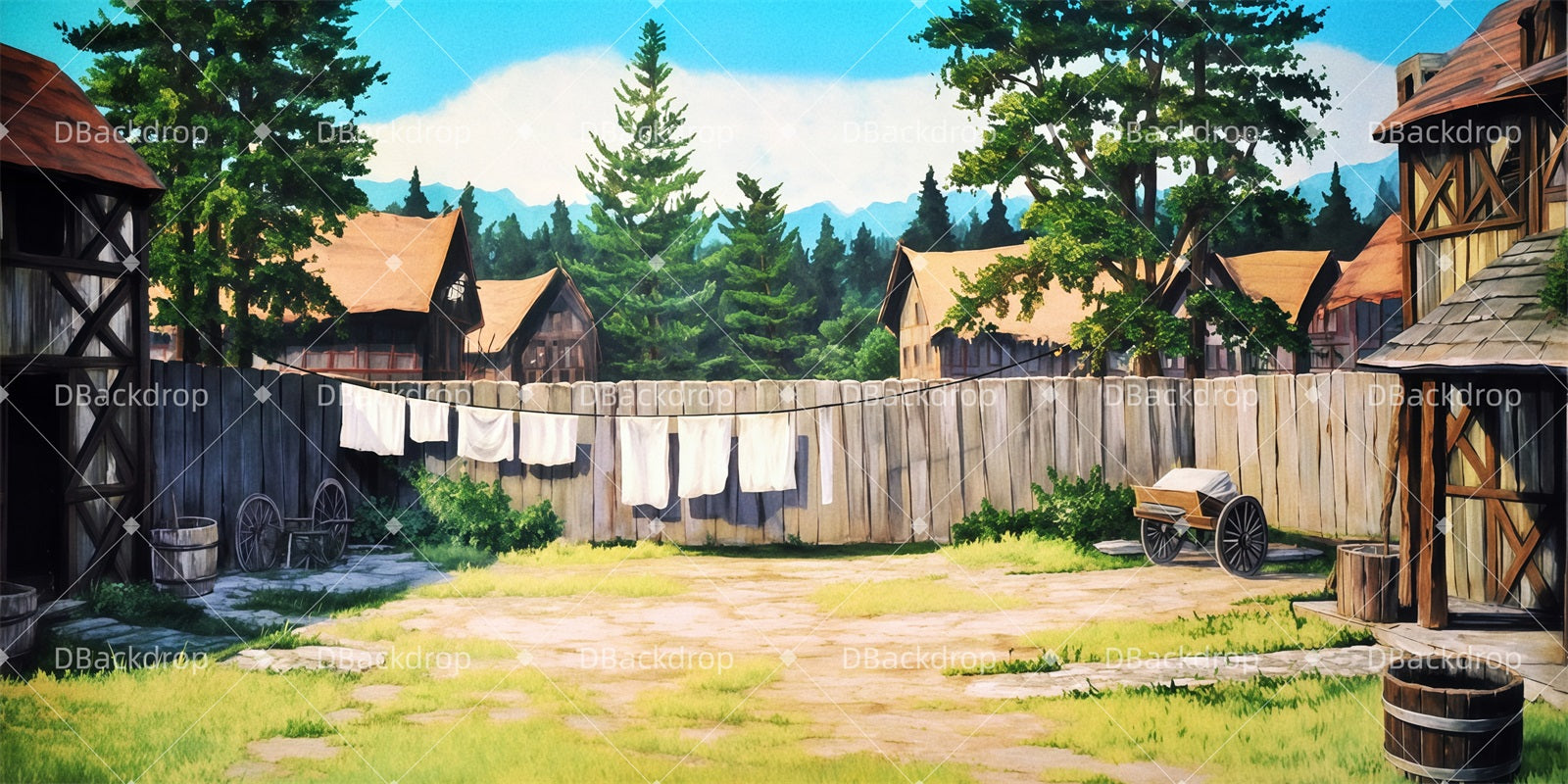 Theater Backdrop Tevye's Yard Professional Stage Backdrops TWW511-T69