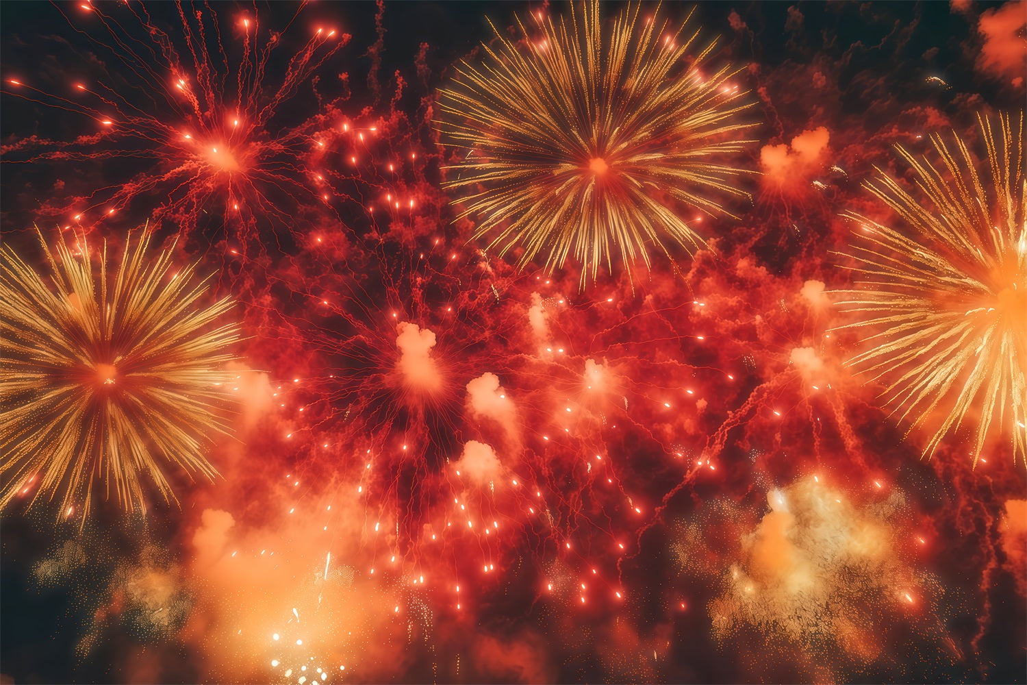 New Years Backdrop Crimson Burst Firework Sky New Year's Eve Backdrop TWW512-11