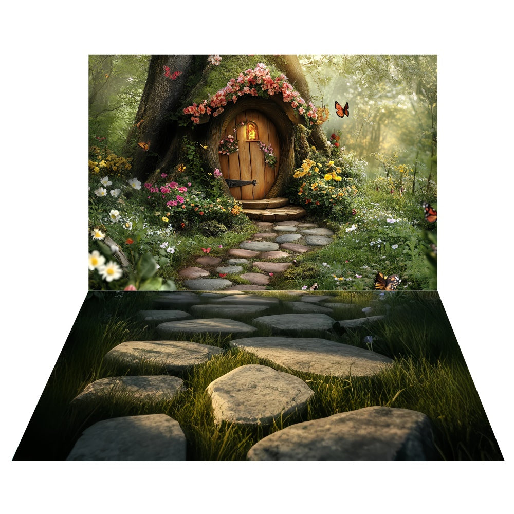 Secret Garden Entry Backdrop+Pebble Pathway Floor Backdrop TWW57-82