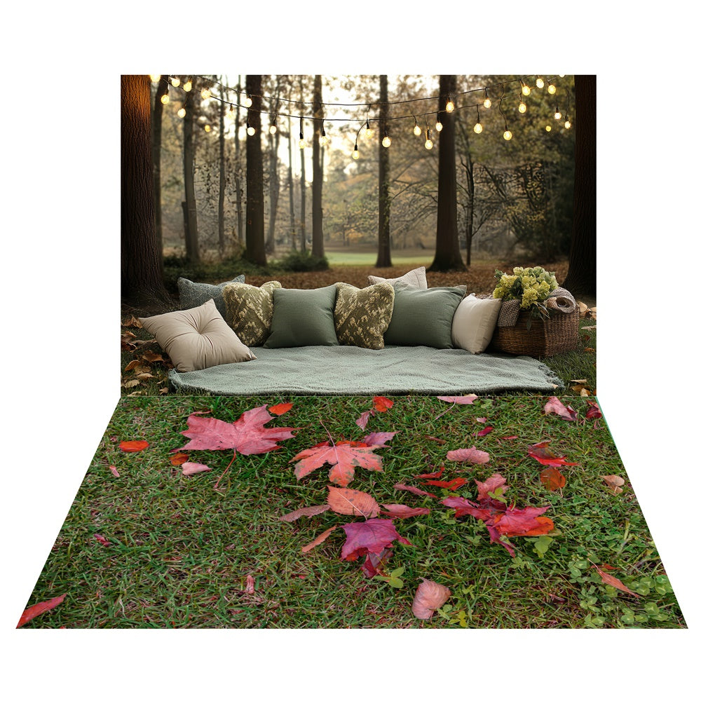 Rustic Forest Rest Backdrop+Foliage Grass Floor Backdrop TWW57-83