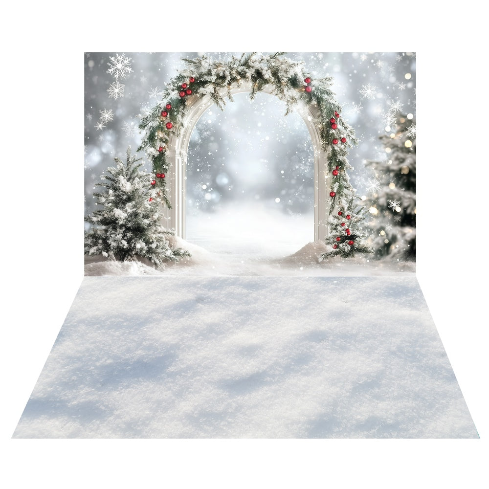 Winter Archway Elegance Backdrop+Snowy Path Floor Backdrop TWW57-93
