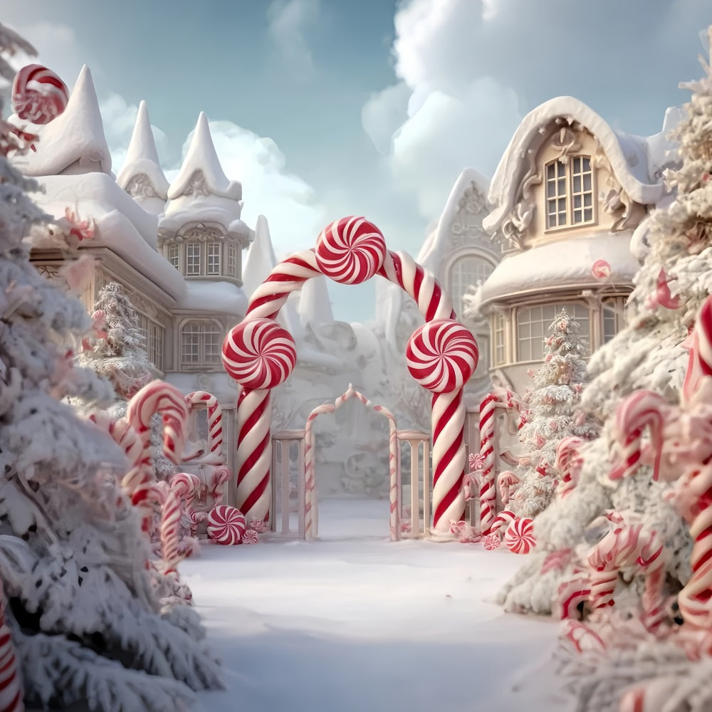 Candyland Backdrop Peppermint Candy Cane Arch Christmas Backdrop Ideas TWW59-120