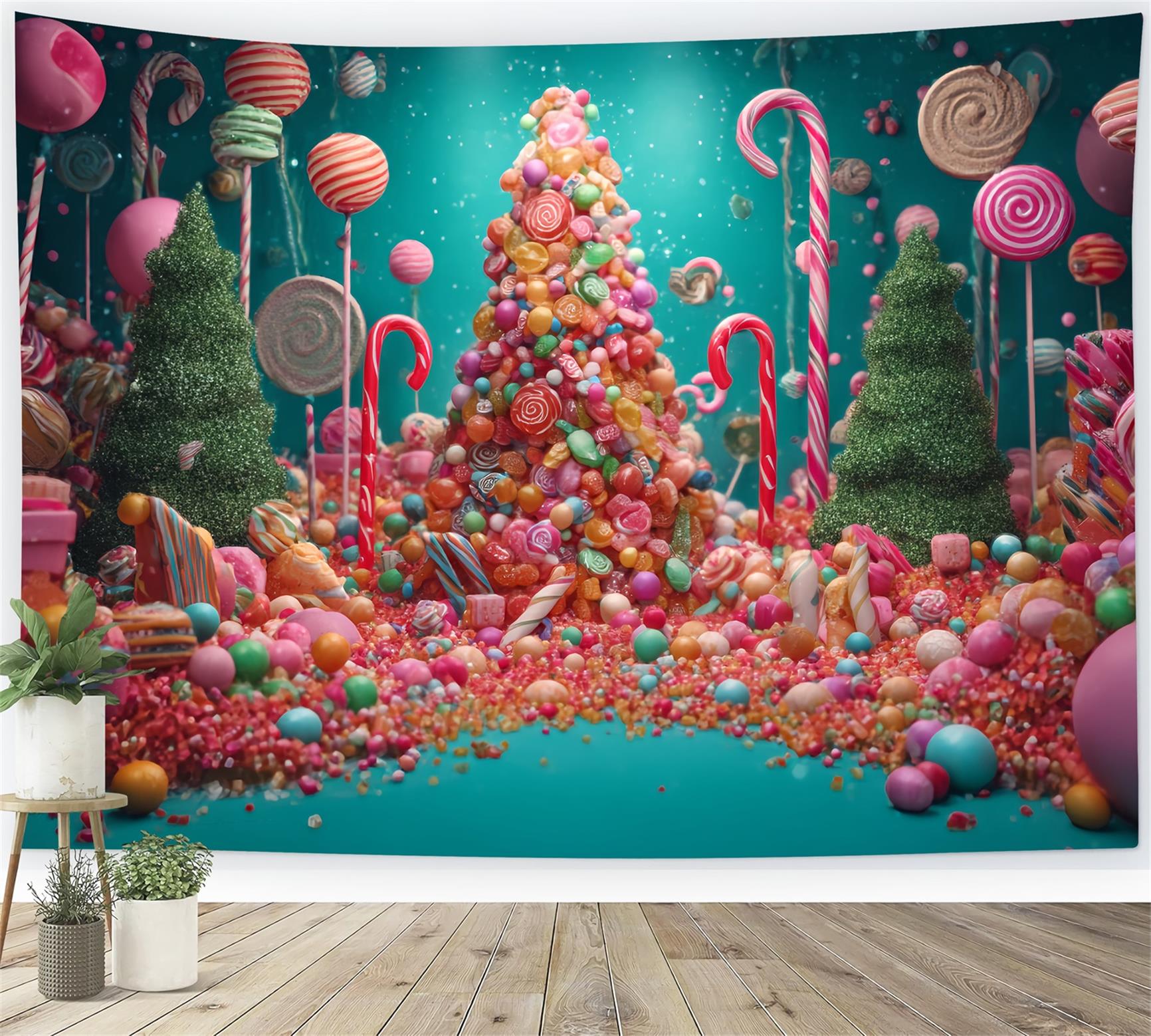 Candyland Backdrop Candy Wonderland Christmas Tree Christmas Backdrop TWW59-126