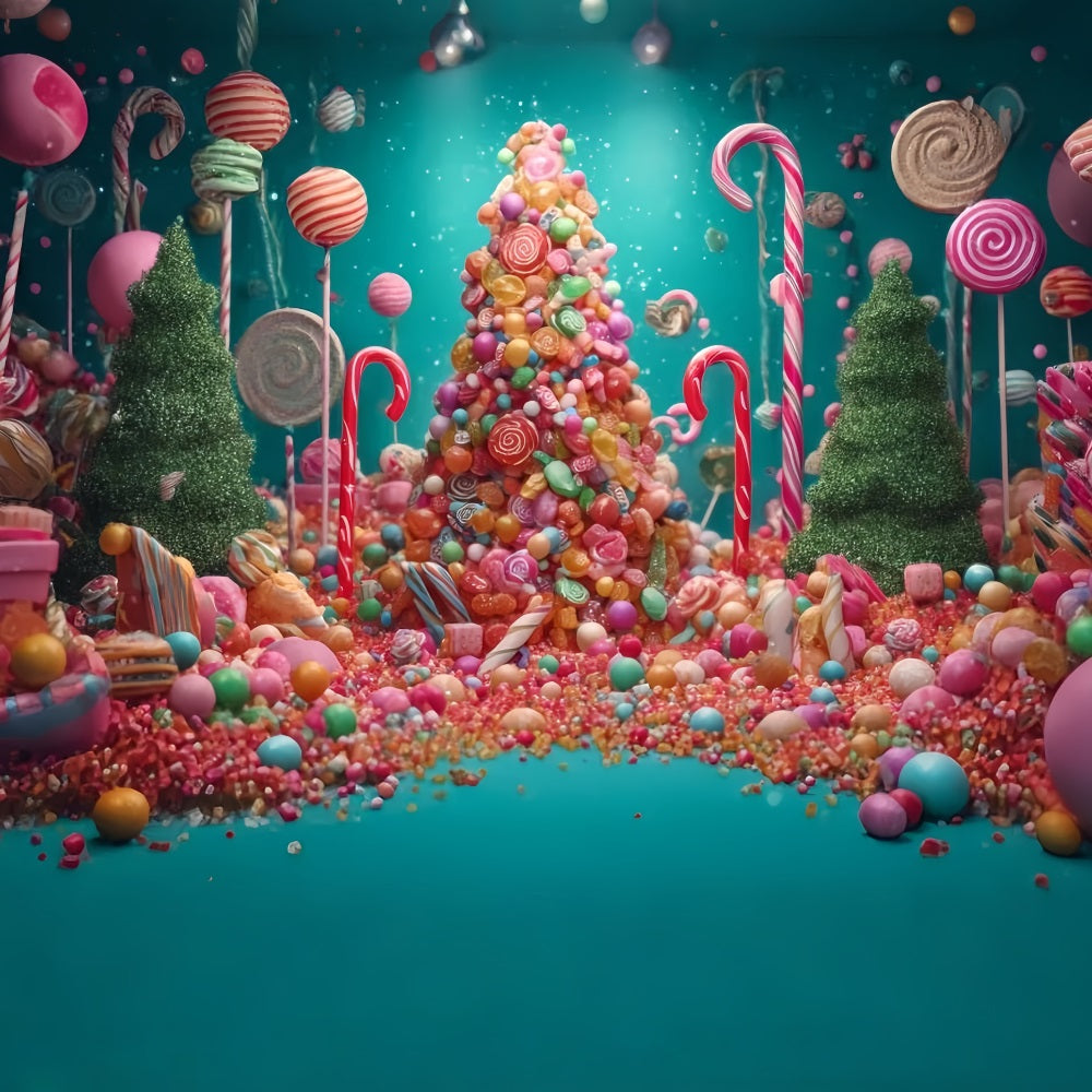 Candyland Backdrop Candy Wonderland Christmas Tree Christmas Backdrop TWW59-126