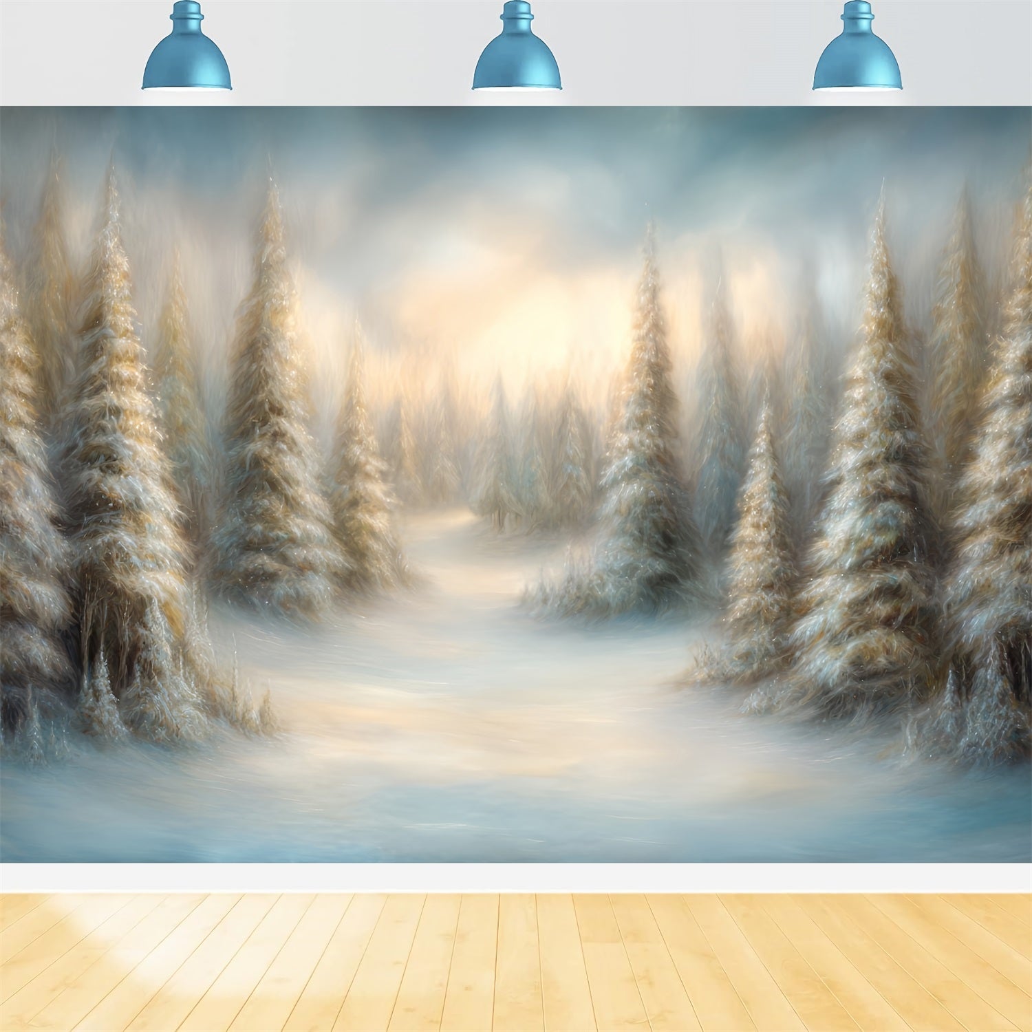 Pine Forest Backdrop Dreamy Painted Snowy Pines Forest Photo Backdrop TWW59-135
