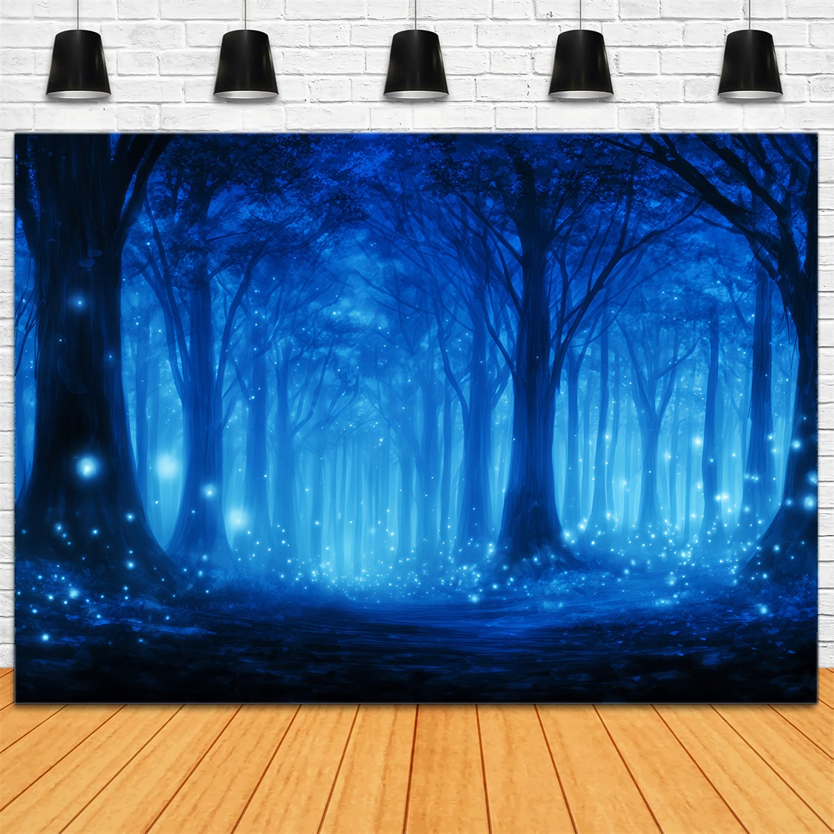 Dark Forest Backdrop Blue Enchanted Firefly Woods Night Forest Backdrop TWW59-140