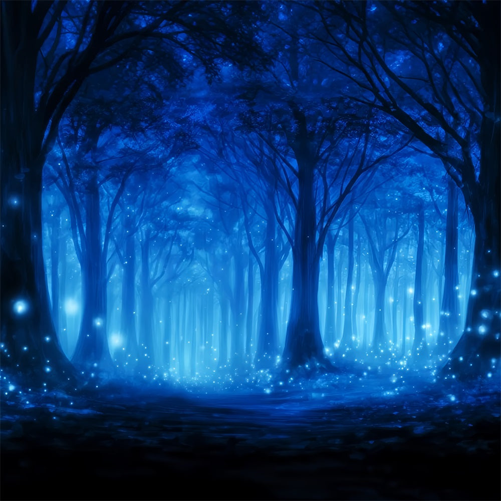 Dark Forest Backdrop Blue Enchanted Firefly Woods Night Forest Backdrop TWW59-140