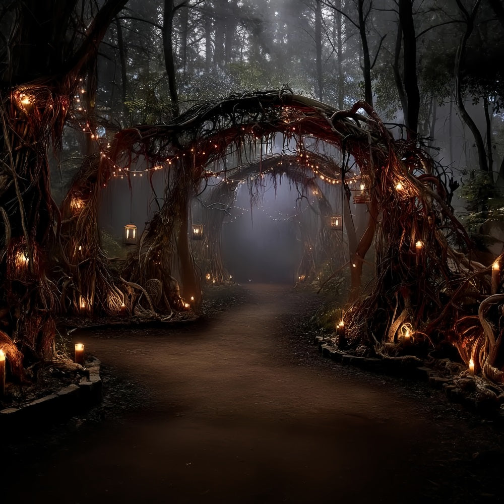 Creepy Forest Backdrop Lantern Path Twisted Roots Dark Forest Backdrop TWW59-141