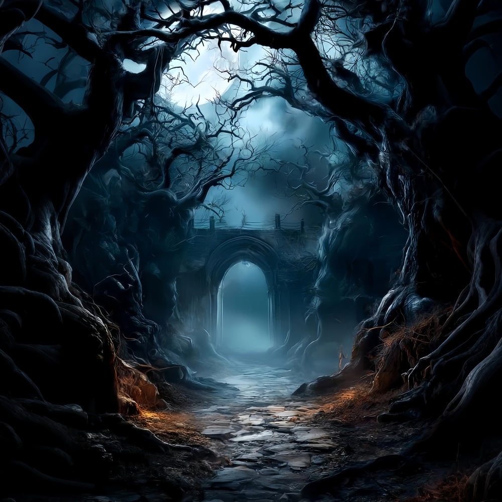 Spooky Forest Backdrop Haunted Archway Moonlit Path Dark Forest Backdrop TWW59-144