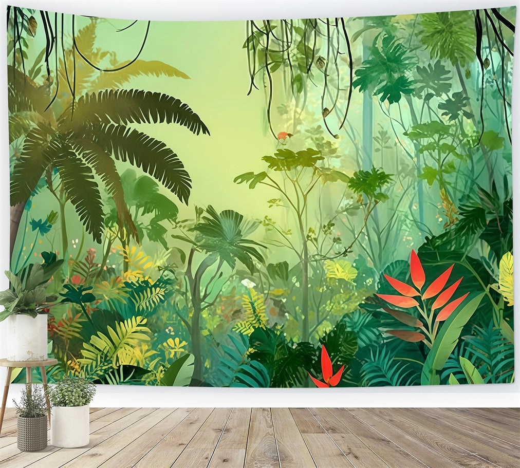 Rainforest Backdrop Tropical Jungle Foliage Paradise Forest Photography Backdrop TWW59-146