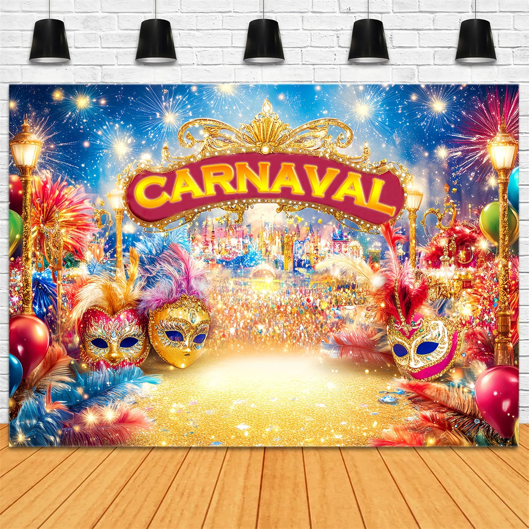 Mask Carnival Backdrop Golden Masks Fireworks Carnival Backdrop TWW59-17