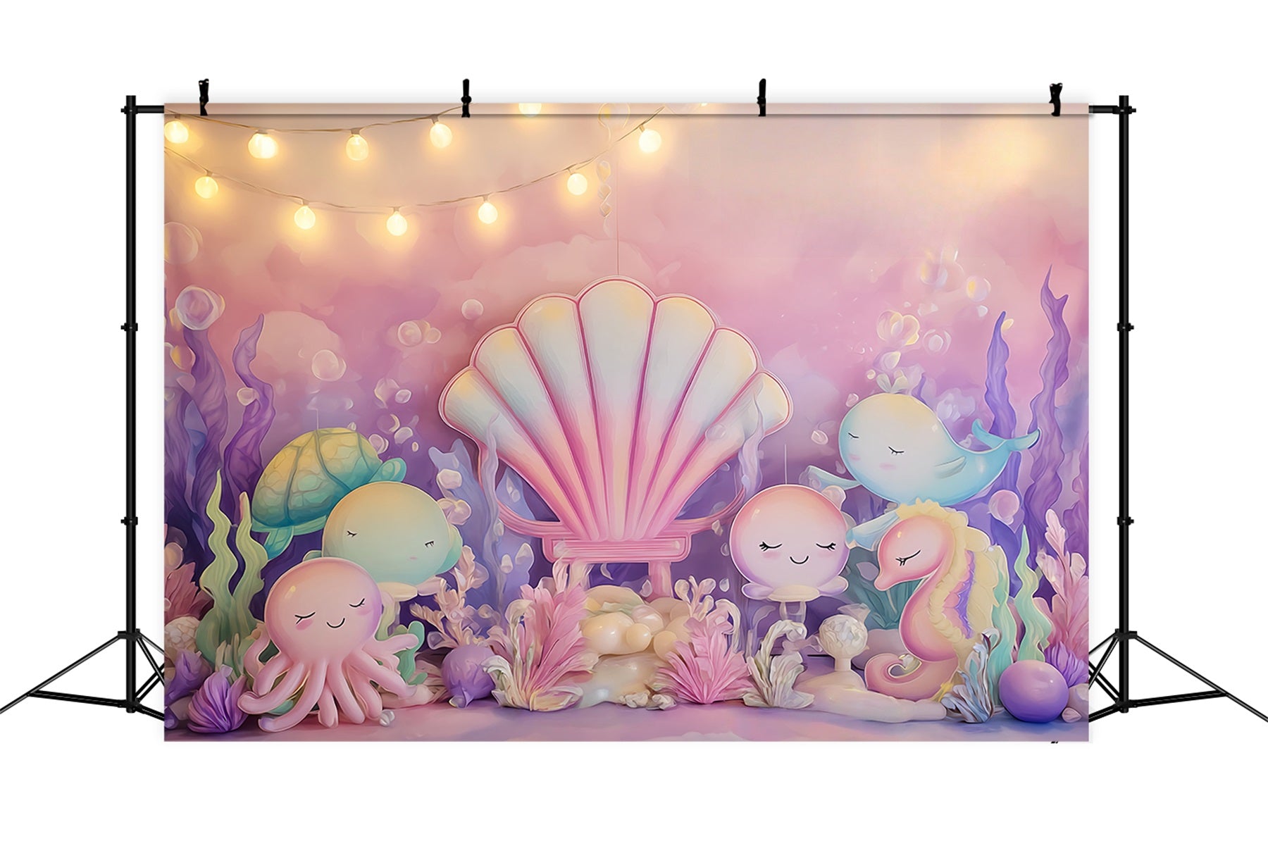 Cake Photography Backdrops Undersea Pastel Ocean Friends Cake Smash Backdrop TWW59-215