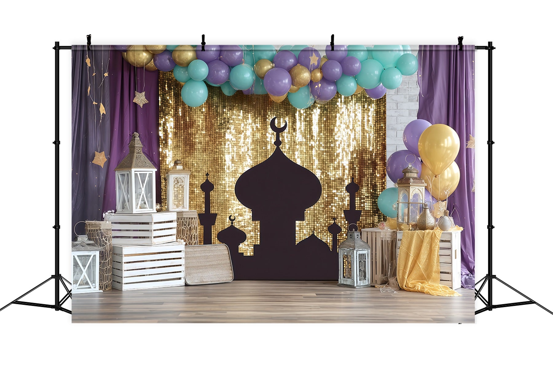 Cake Smash Backdrop Golden Lantern Palace Glow Birthday Backdrop TWW59-217