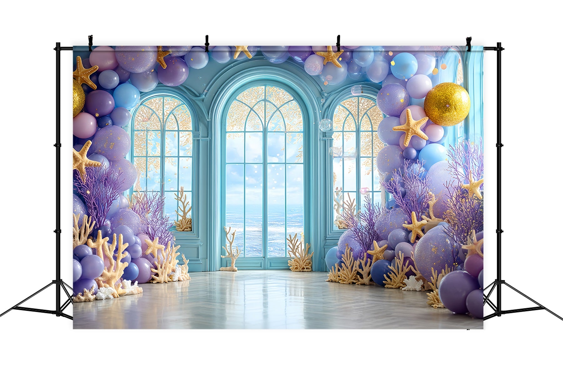Cake Smash Backdrops Ocean Window Coral Dream Happy Birthday Backdrop TWW59-218