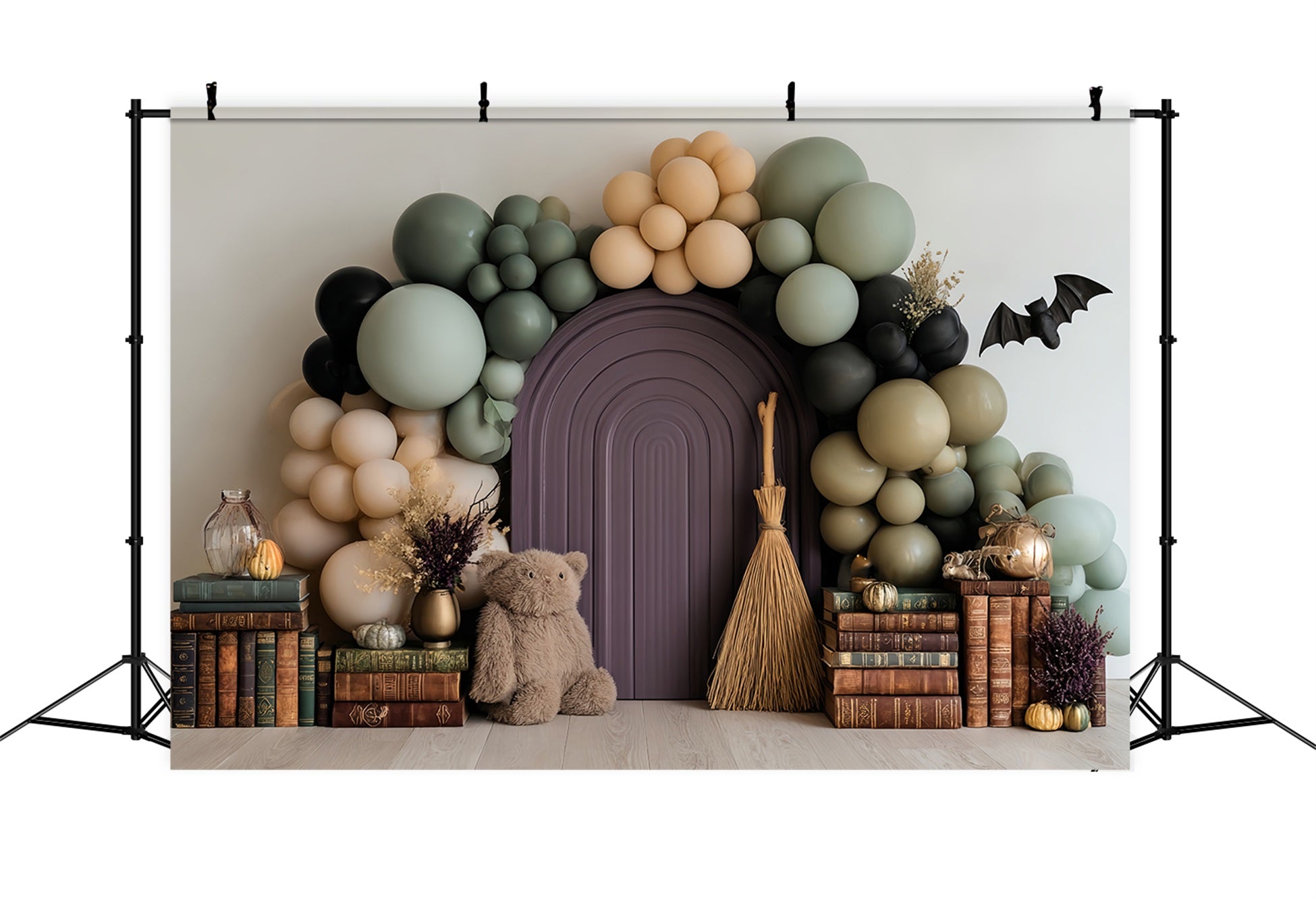 Cake Smash Backdrop Boy Witch Teddy Balloon Library Birthday Backdrop TWW59-226