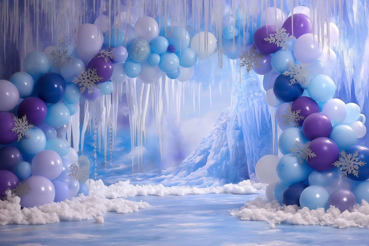 Cake Smash Backdrop Girl Frozen Ice Cave Fantasy Happy Birthday Backdrop TWW59-227