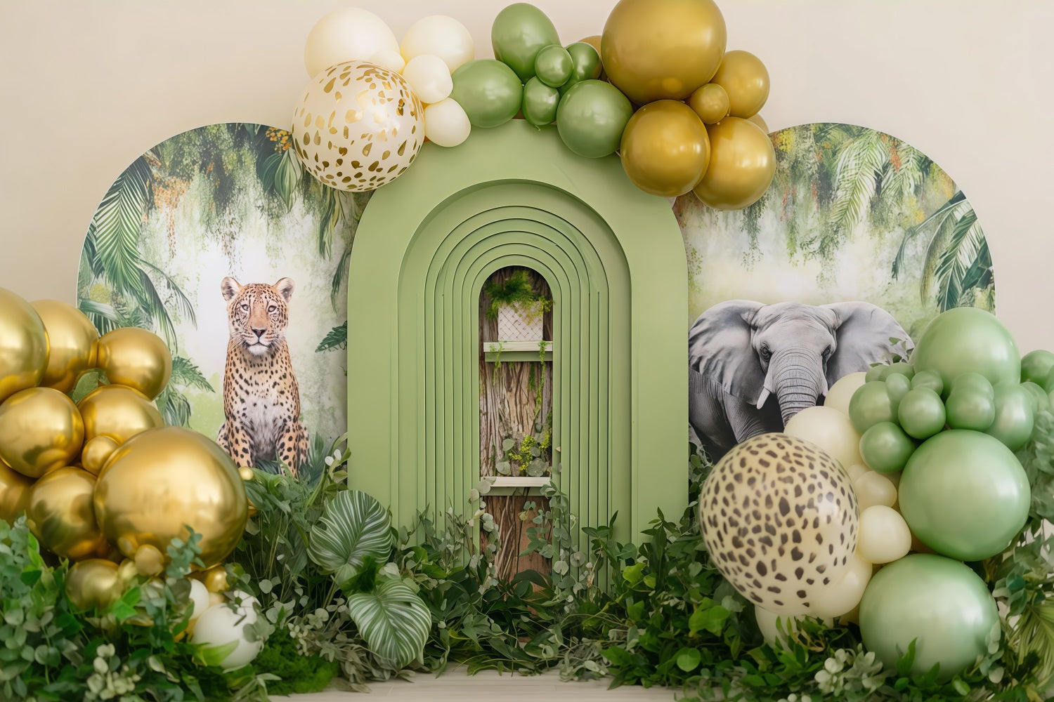 Cake Photography Backdrops Safari Jungle Balloon Adventure Cake Smash Backdrop TWW59-228