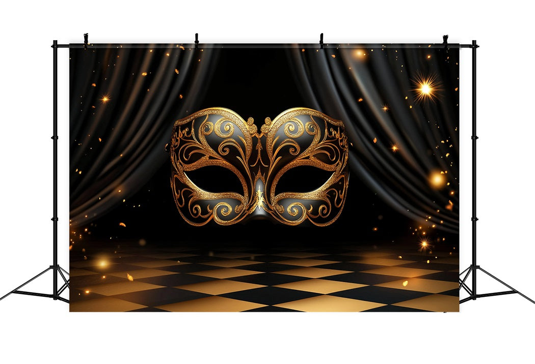 Mask Carnival Backdrop Golden Ornate Masquerade Carnival Backdrop Ideas TWW59-4