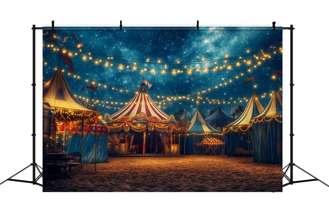 Carnival Tent Backdrop Starry Night Festive Lights Photography Circus Backdrop TWW59-5