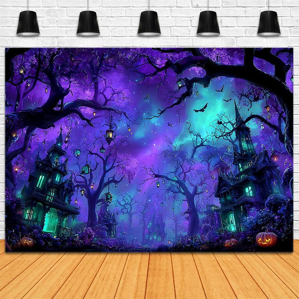 Halloween Color Backdrop Enchanted Purple Haunted Forest Halloween Backdrop Ideas TWW59-66