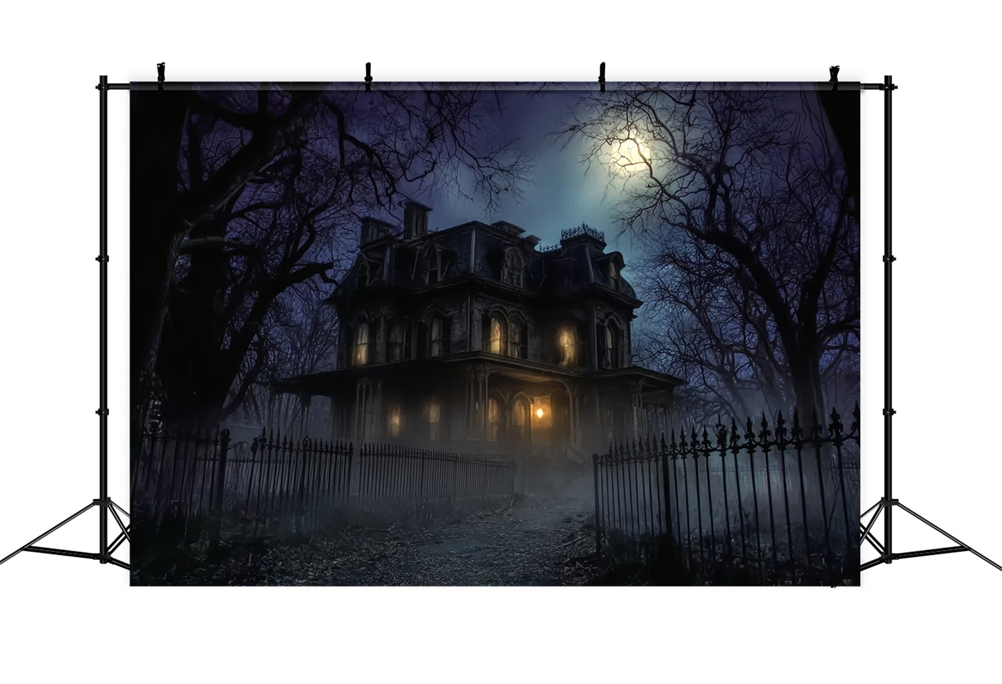 Halloween Haunted Mansion Backdrop Dark Scary House Night Halloween Backdrops TWW59-68