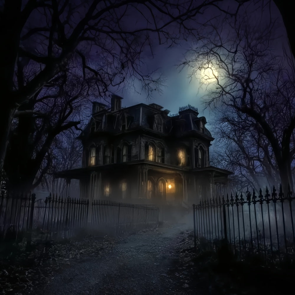 Halloween Haunted Mansion Backdrop Dark Scary House Night Halloween Backdrops TWW59-68