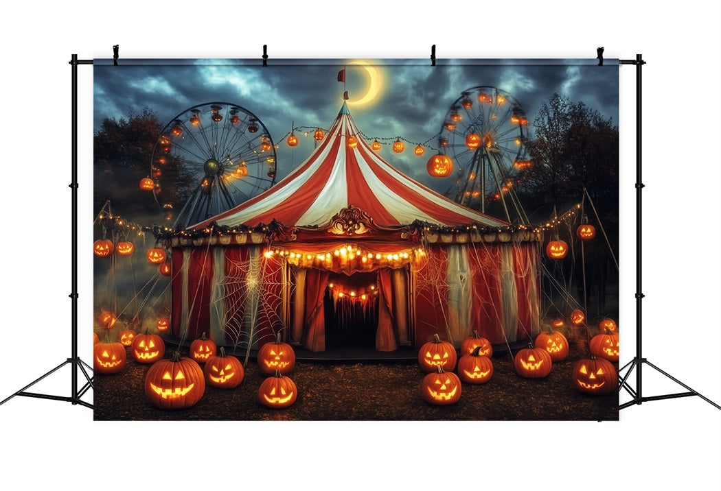 Halloween Circus Backdrop Pumpkin Lantern Haunted Tent Circus Backdrop TWW59-7