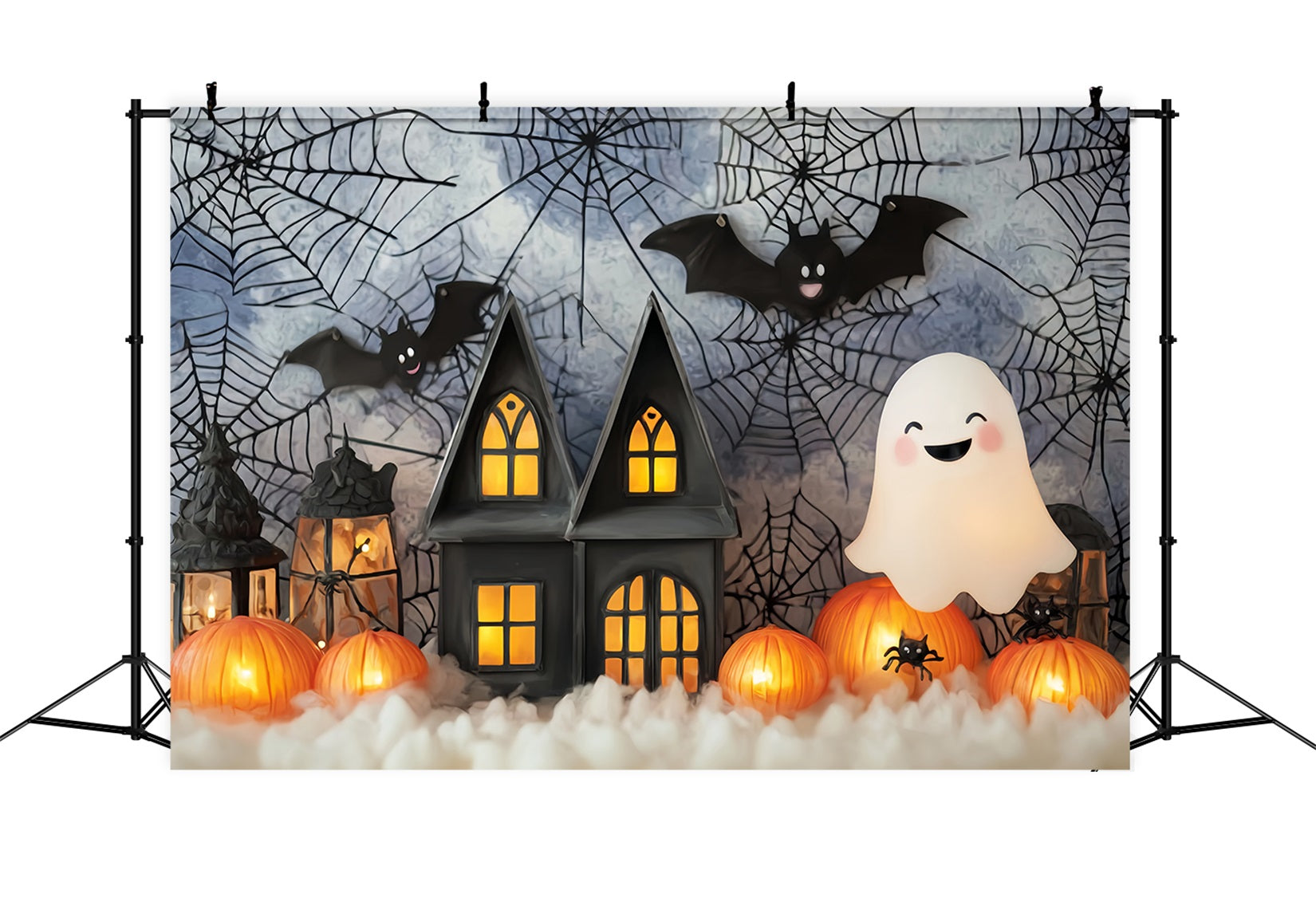 Halloween Bat Backdrop Cute Ghost Pumpkin Lantern Halloween Backdrop Ideas TWW59-71