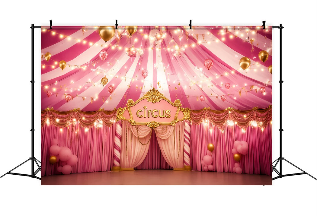 Carnival Tent Backdrop Pink Golden Glamour Hall Pink Circus Backdrop TWW59-8