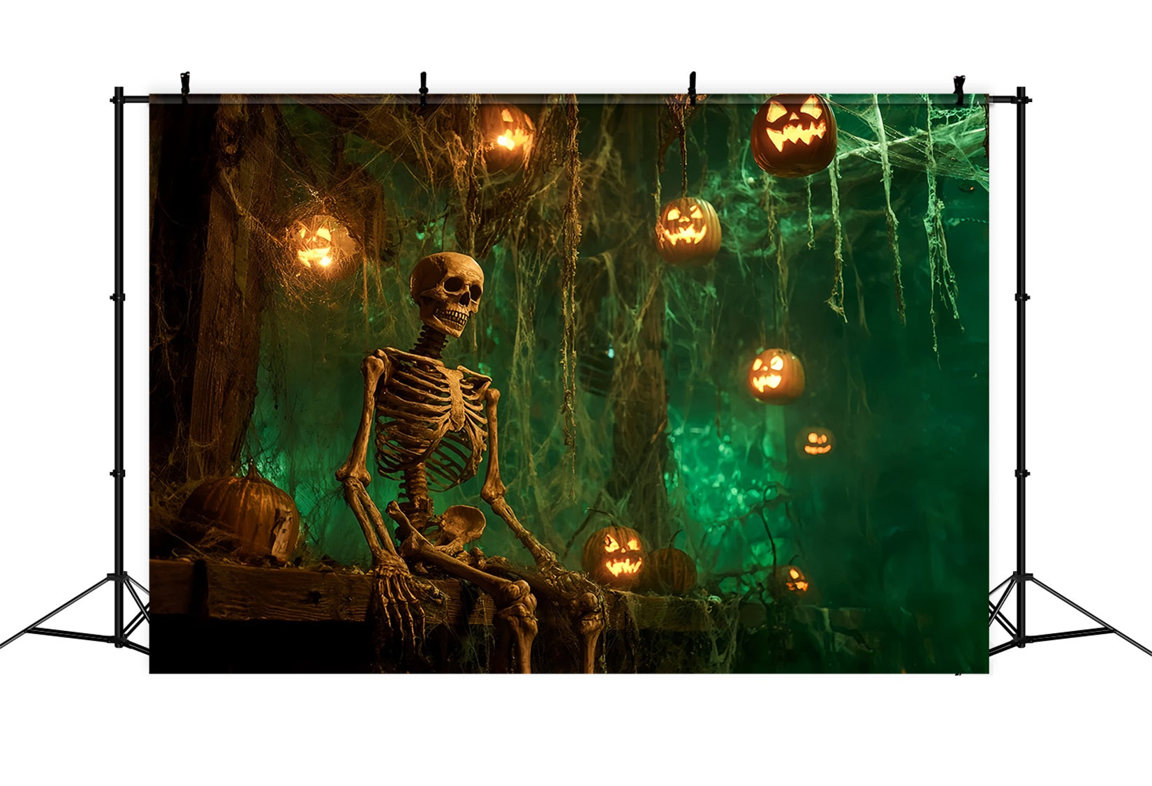 Halloween Scary Backdrop Skeleton Lantern Haunted Forest Spooky Halloween Backdrop TWW59-82