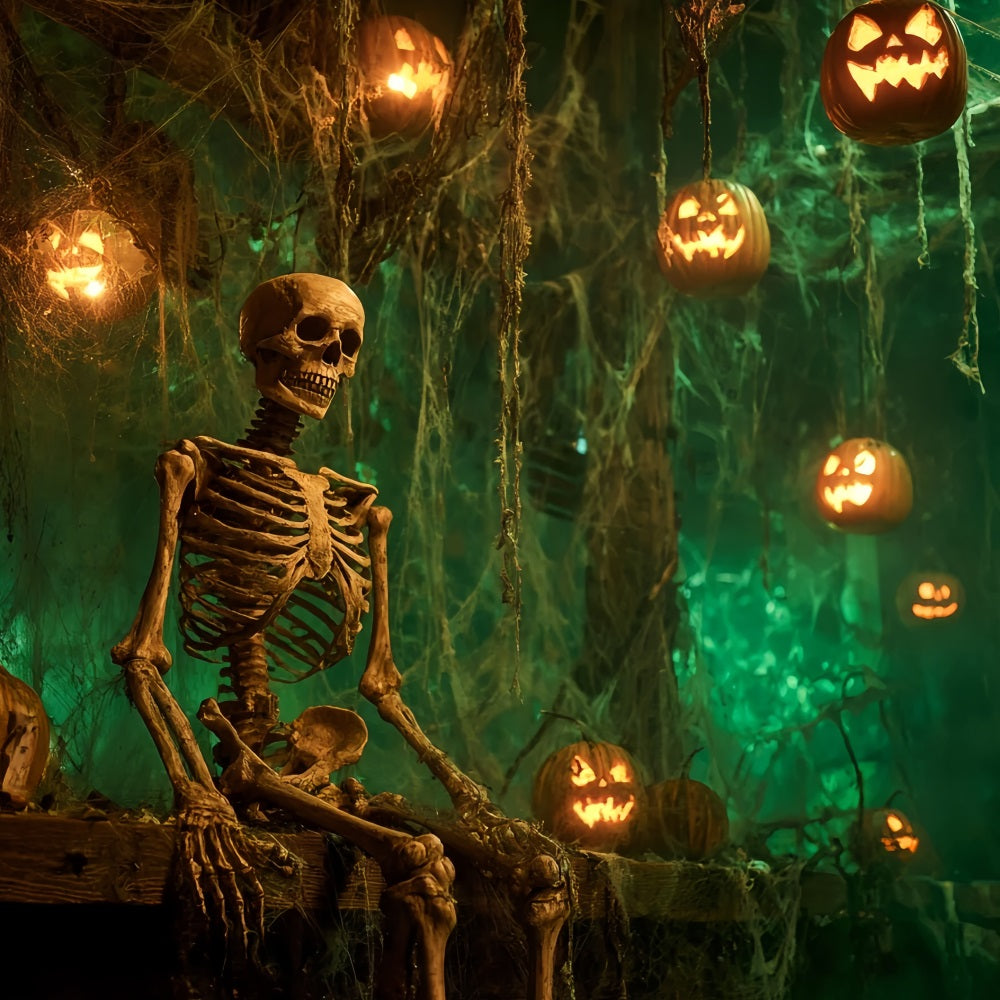 Halloween Scary Backdrop Skeleton Lantern Haunted Forest Spooky Halloween Backdrop TWW59-82