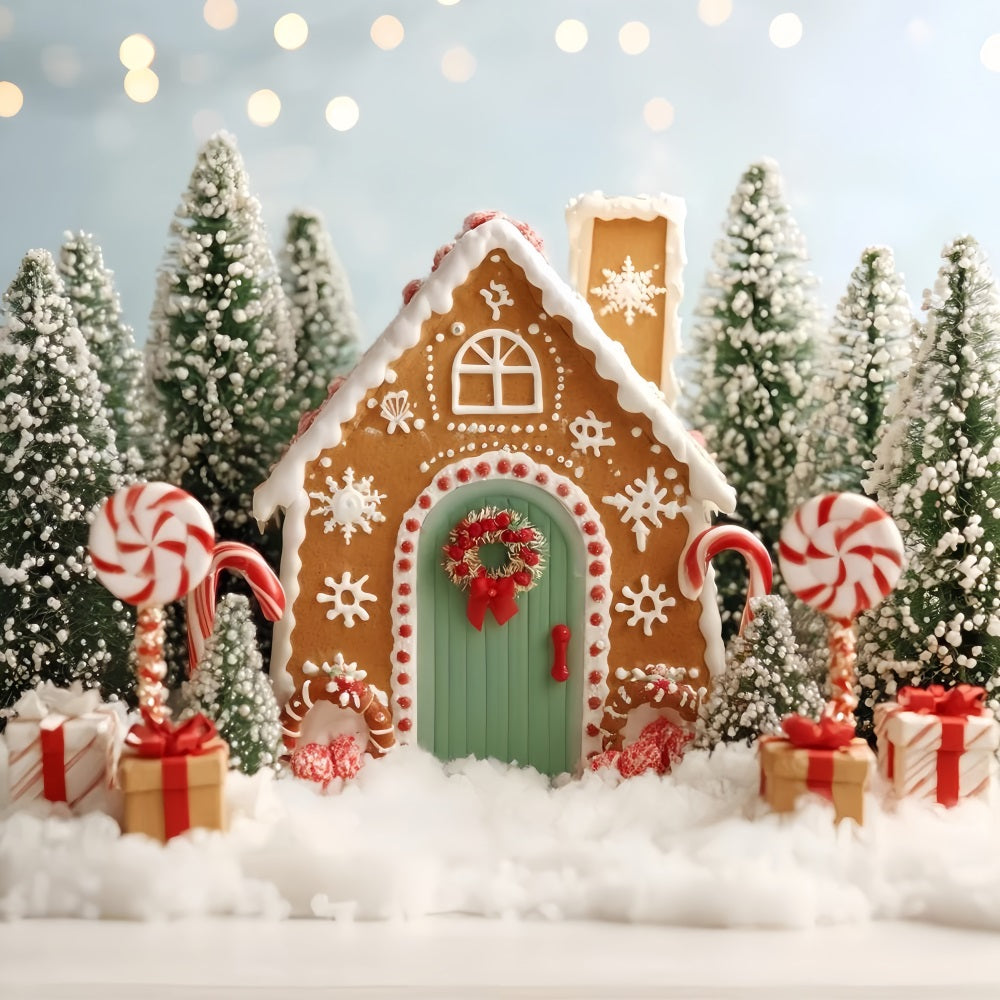 Gingerbread House Backdrop Candy Forest Gingerbread House Christmas Backdrops for Photography TWW59-89