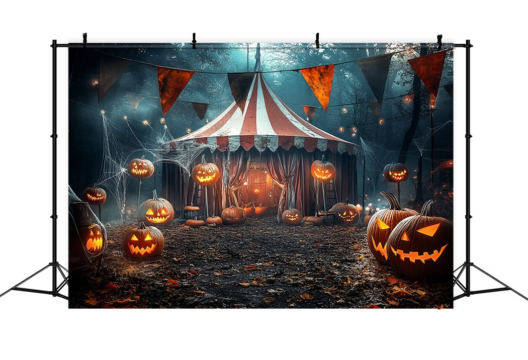 Halloween Circus Backdrop Pumpkin Lantern Spooky Tent Circus Backdrop TWW59-9