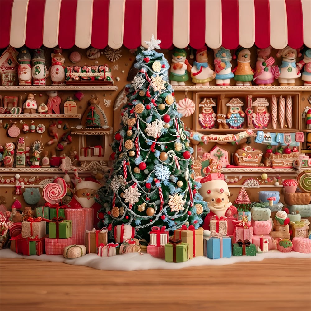 Gingerbread House Backdrop Gingerbread Bakery Christmas Tree Christmas Backdrop TWW59-91