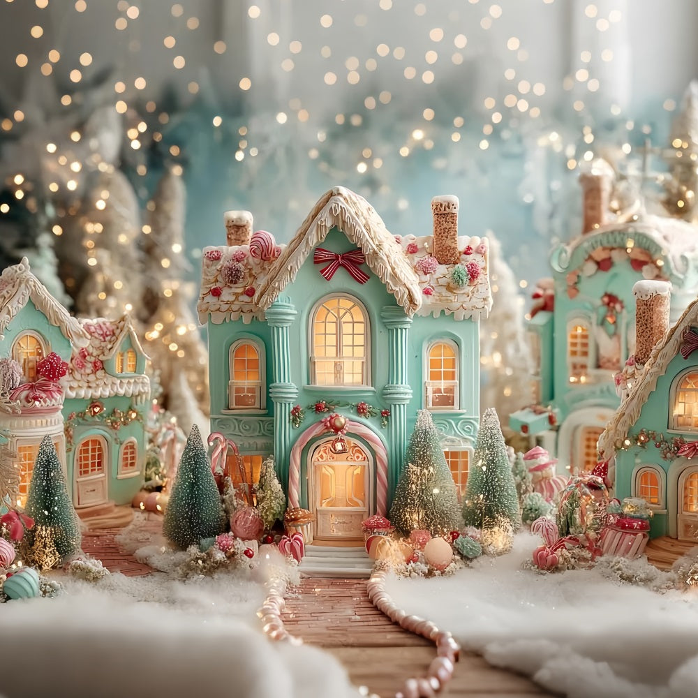 Gingerbread House Backdrop Candy Village Gingerbread Homes Christmas Backdrop Ideas TWW59-94