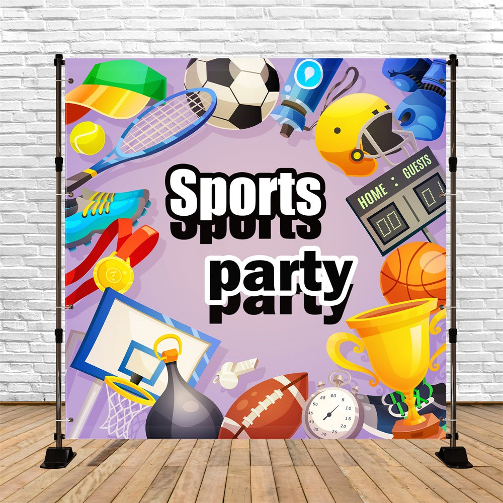 Sports Backdrops Colorful Sports Mix Cartoon Backdrop TWW6-20