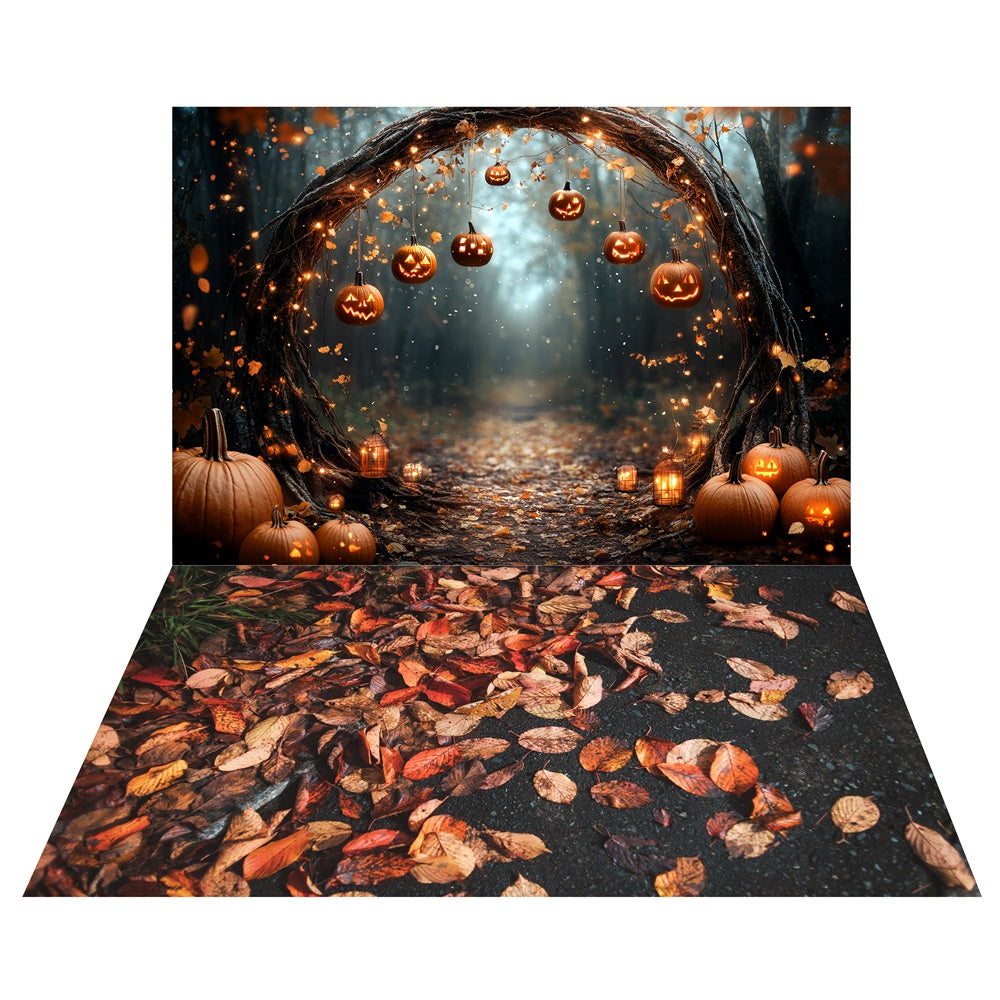 Pumpkin Arch Forest Backdrop+Leaf Path Floor Backdrop TWW6-53