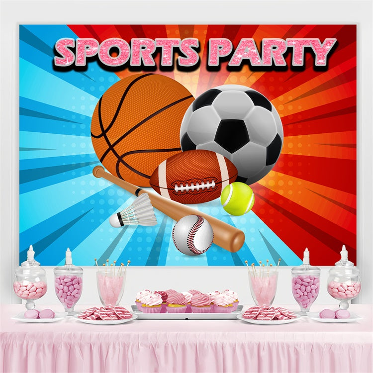 Sports Theme Backdrop Retro Sports Party Fun Backdrop TWW6-6