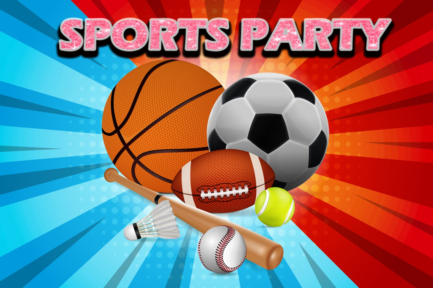 Sports Theme Backdrop Retro Sports Party Fun Backdrop TWW6-6