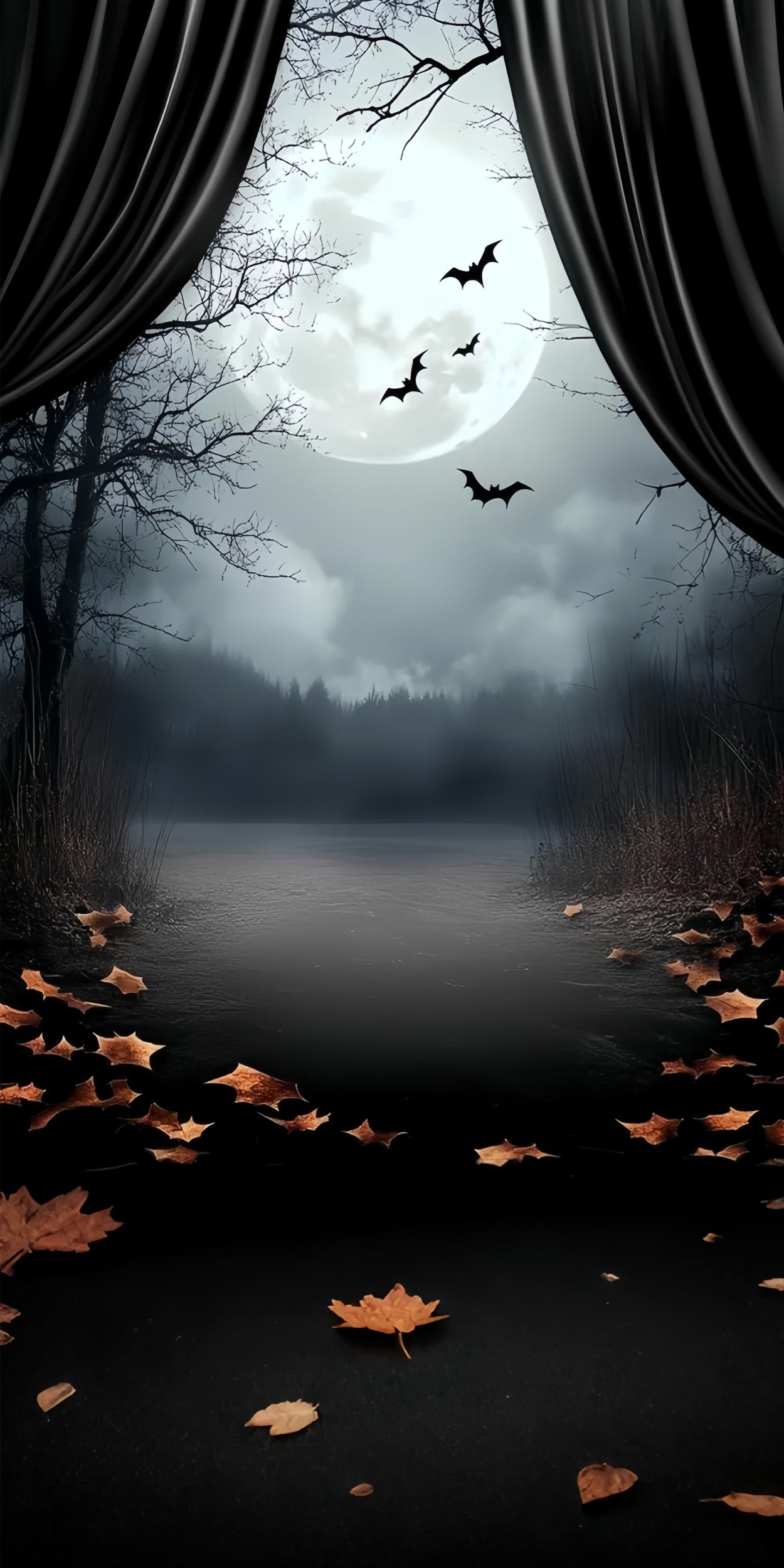 Halloween Backdrop Ideas Midnight Curtain Lakeside Sweep Backdrop TWW6-75