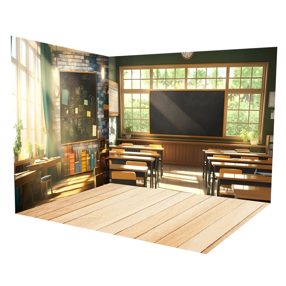 School Classroom Backdrop Sunny Classroom Window Backdrop Room Set TWW6-98