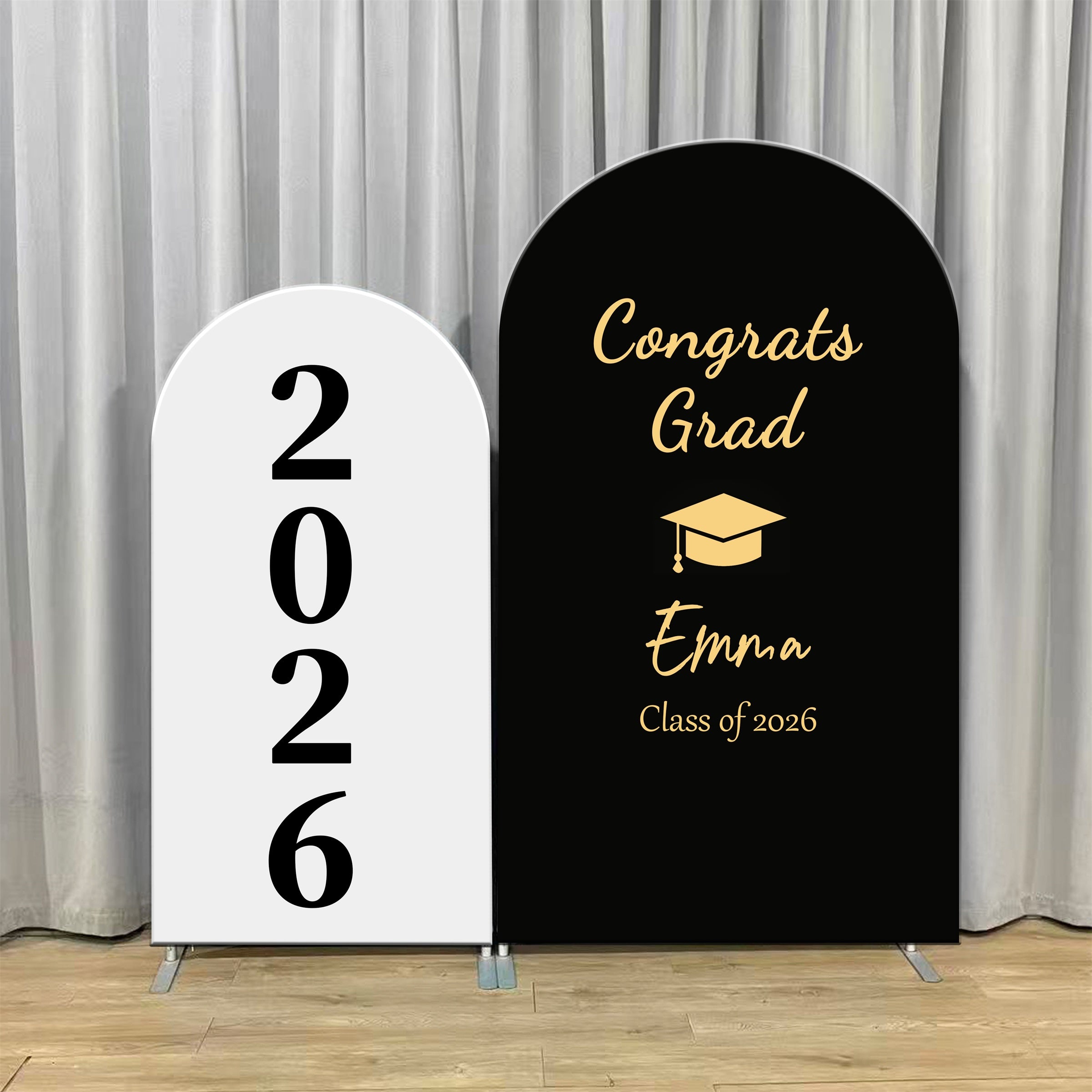 Graduation Arch Backdrop Black White 2026 Accent Personalized Graduation Arch Backdrop ZTT64-2