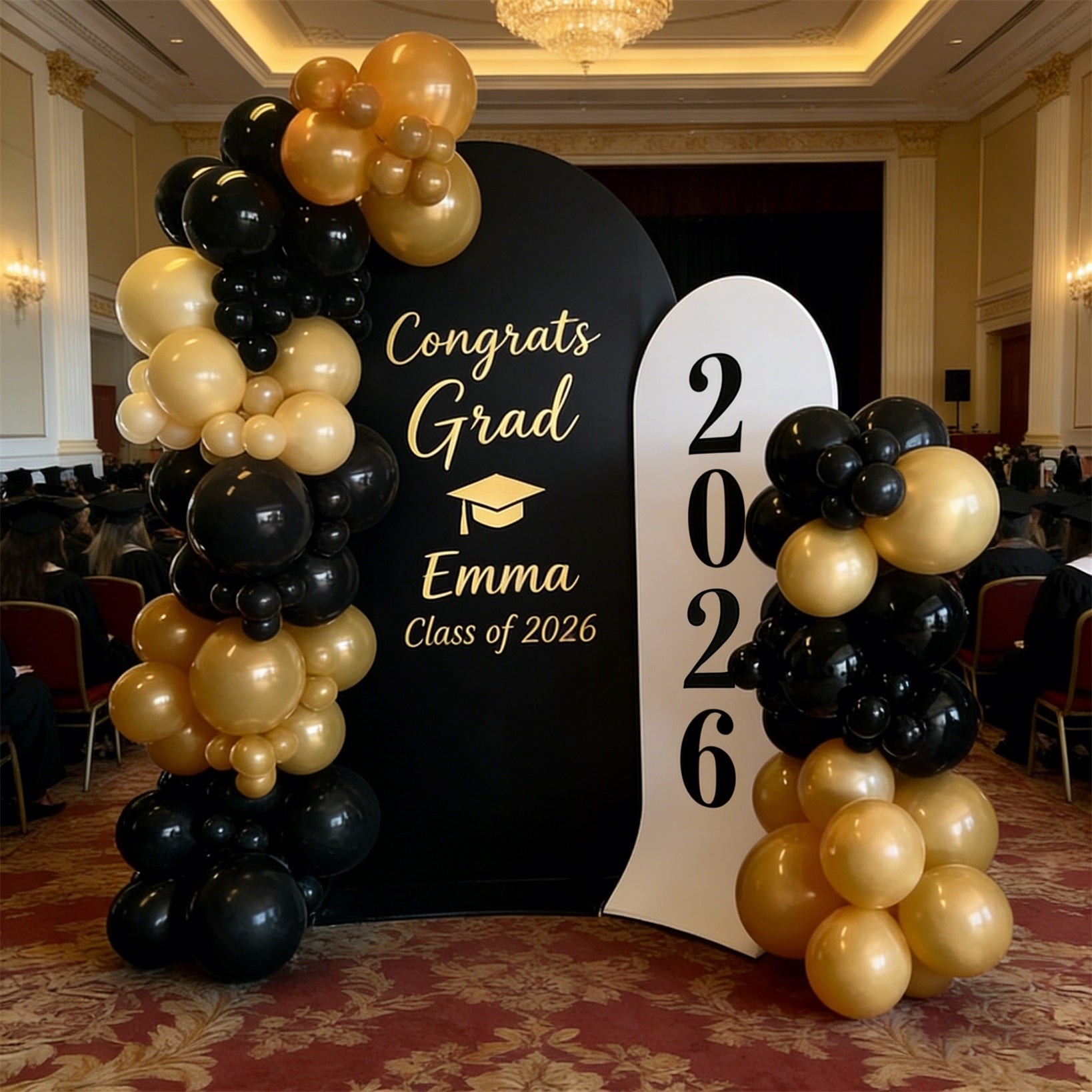 Graduation Arch Backdrop Black White 2026 Accent Personalized Graduation Arch Backdrop ZTT64-2