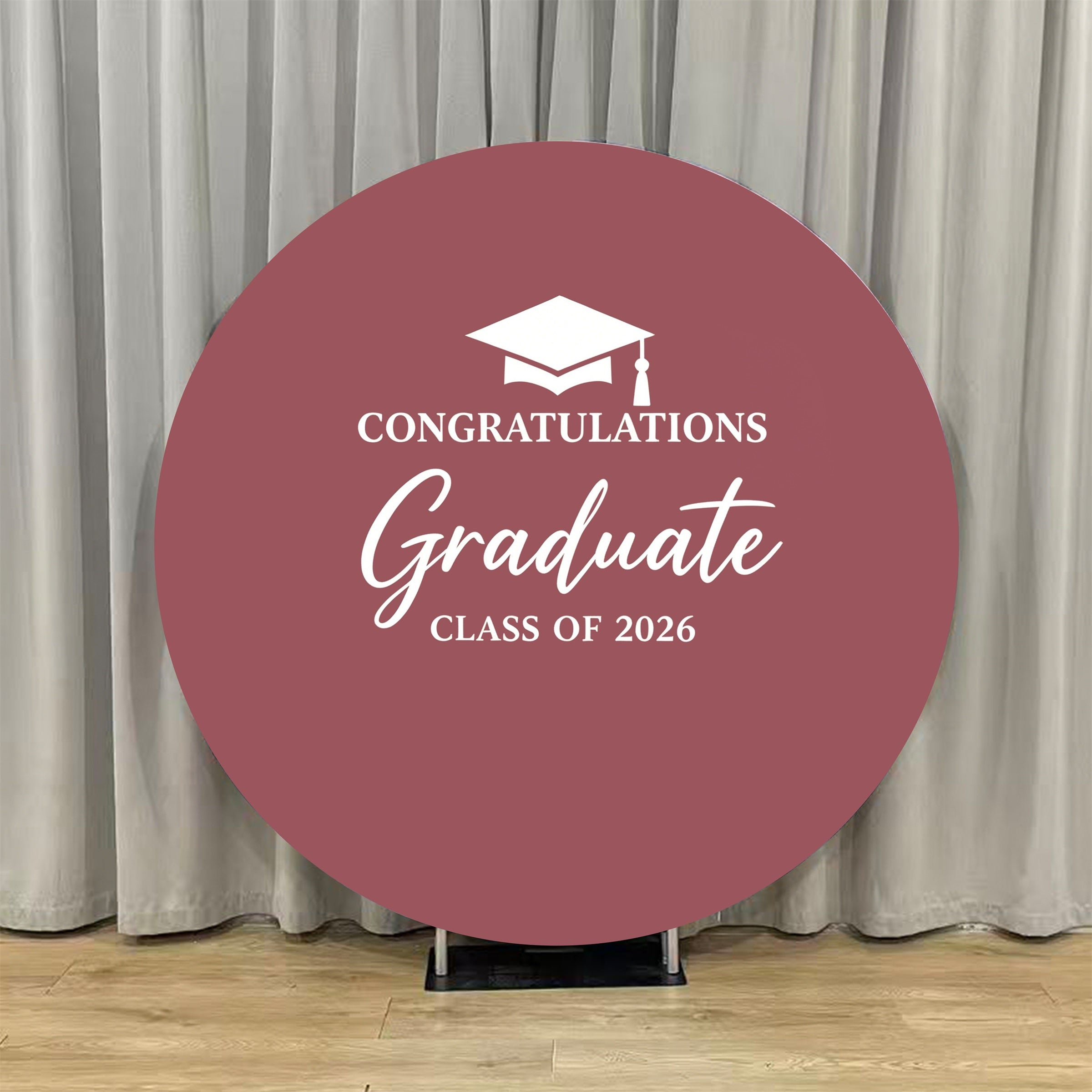 Graduation Backdrop Mauve White Graduation Round Custom Graduation Backdrop ZTT64-23